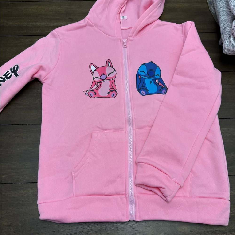 Disney Pink Kids Hoodie with Playful Characters